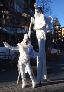 Mammoth Village, Chico Burner and Stephen Hues with Stilt Circus, California, 2015.