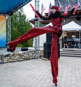 Mammoth Village, Stephen Hues with Stilt Circus, photo by Moshe Levis, 2015.